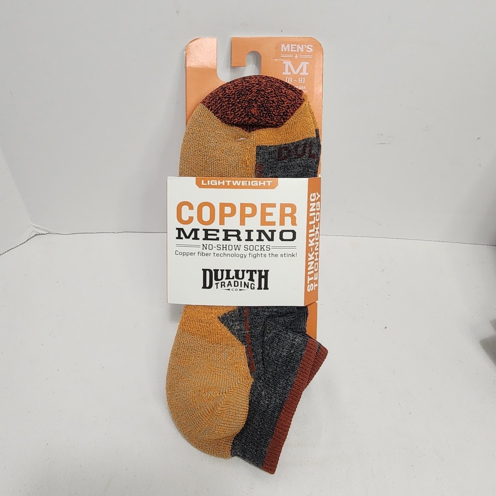 DULUTH TRADING CO No-Show COPPER MERINO Wool Compression Arch Socks Size M (8-9)