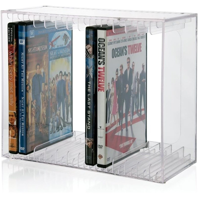 Stackable DVD Organizer Durable BPA-Free Clear Plastic Media Storage Solution US