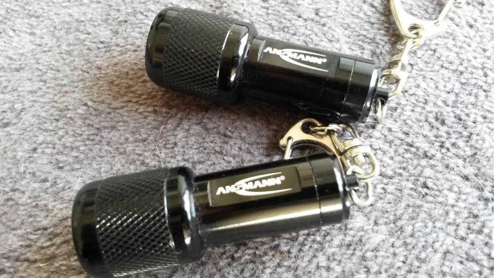 2x MINIATURE ALUMINIUM FLASHLIGHT Tiny 52x15mm Twin Pack LED "ANSMANN" K3