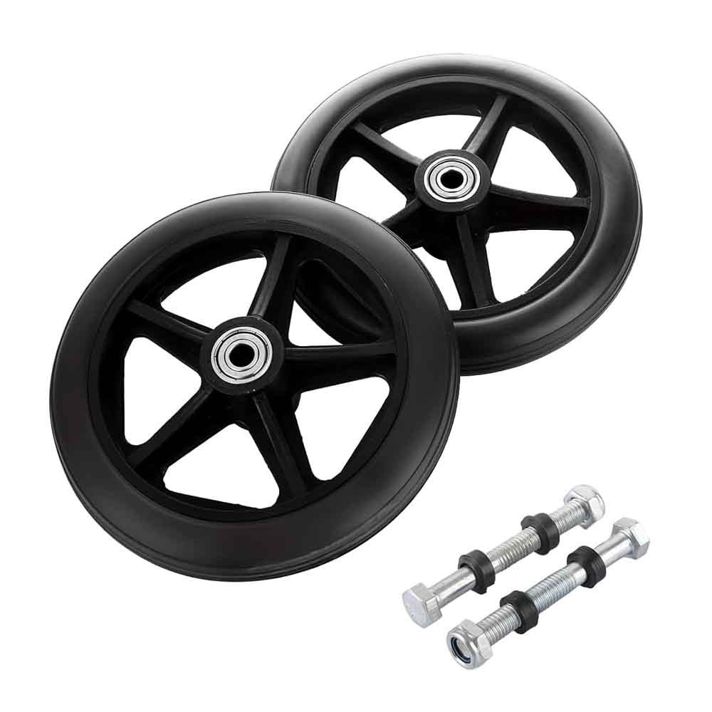 2x 6 In Solid Wheelchair Replacement Wheels for Walkers, Rollators, Wheelchairs