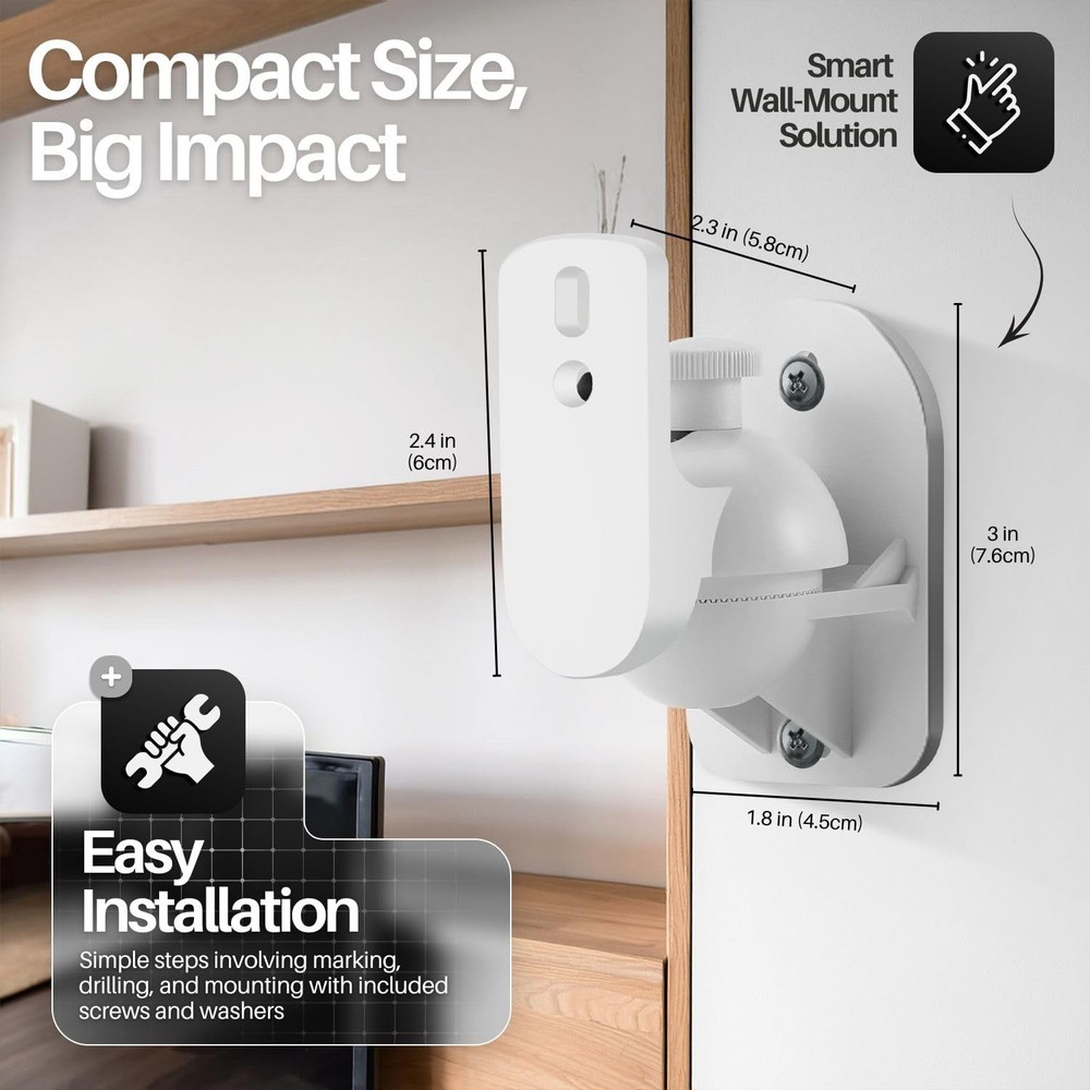 TNP Universal Satellite Speaker Wall Mount Bracket Ceiling Mount Clamp with A...