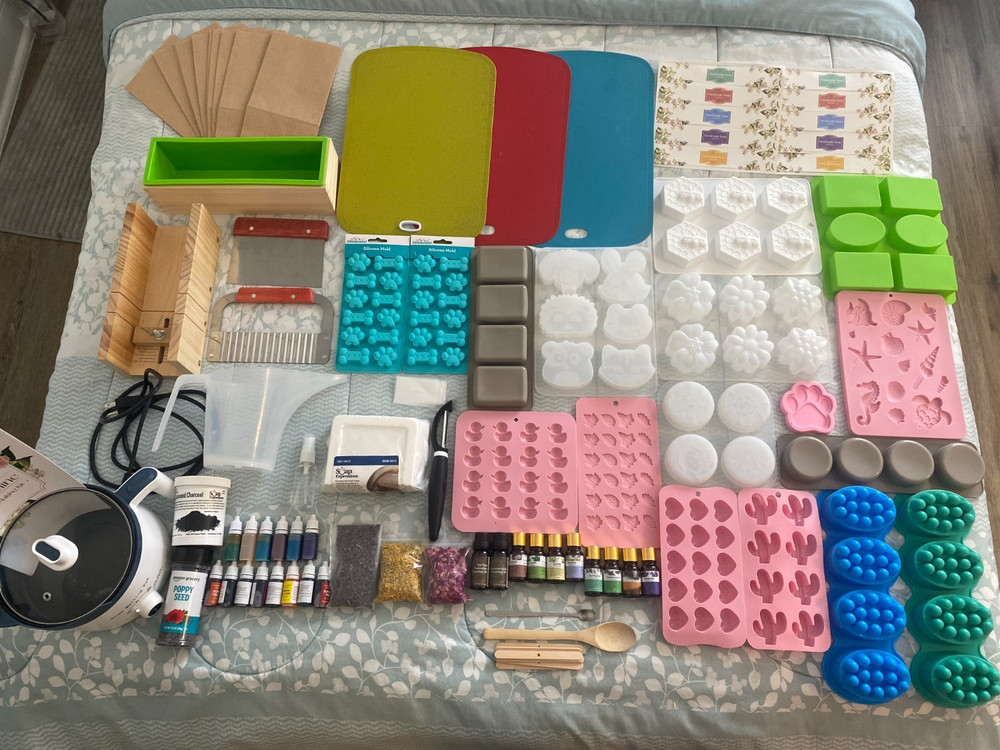 Complete Soap Making Kit-Includes molds, colors, essential oils, tools and more.