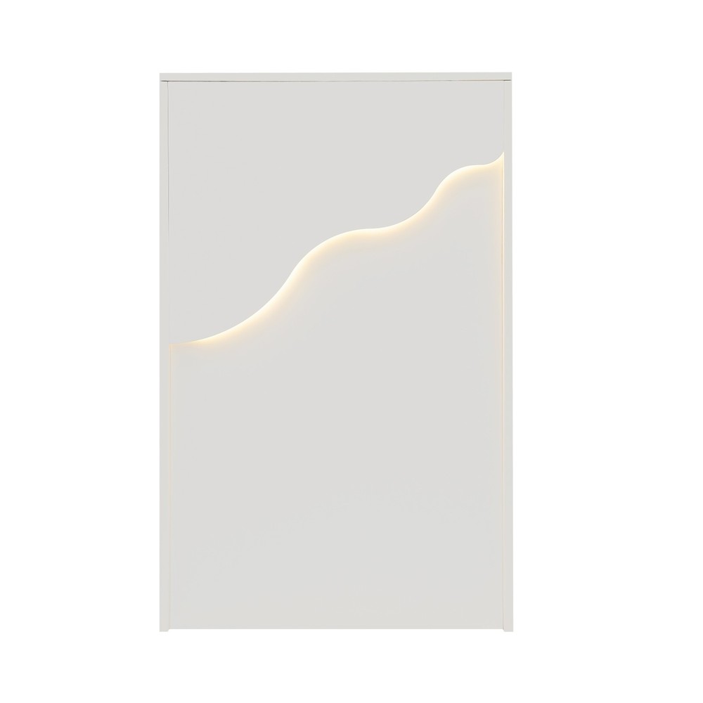 Reception Desk with LED Light, Checkout Counter Reception Desk W/ Storage Drawer