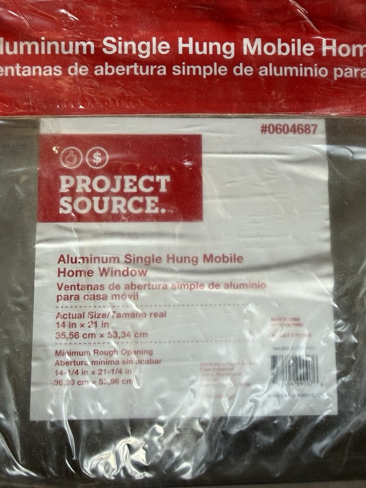 TWO Project Source Aluminum Single Hung Window 14 x 21 in Silver Insect Screen