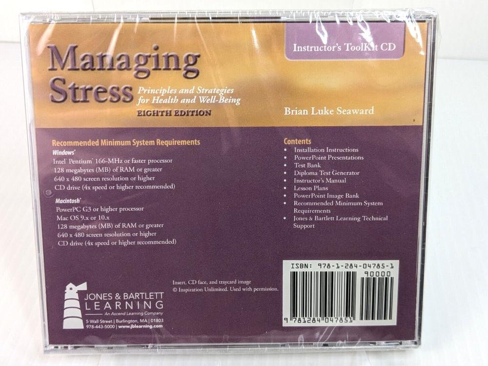 Managing Stress Instructor's Toolkit CD Brian Luke Seaward 8th Edition Mac & PC