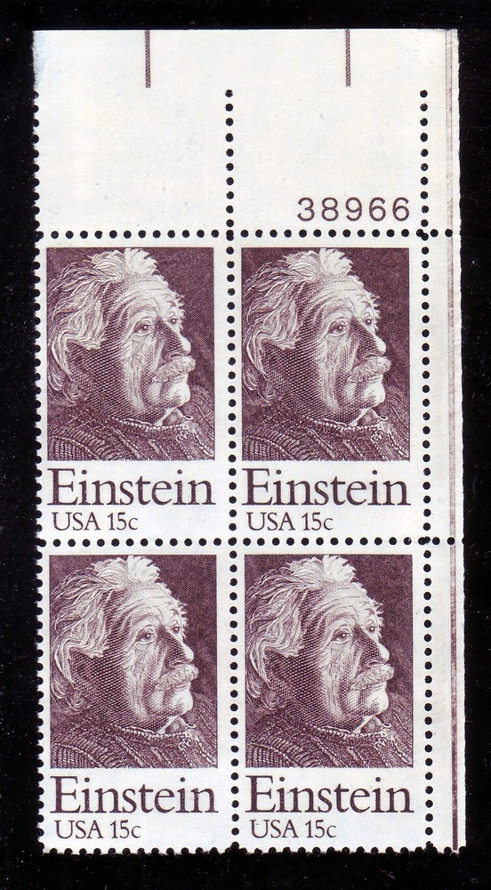 #1774 ALBERT EINSTEIN. MINT PLATE BLOCK. F-VF NH!