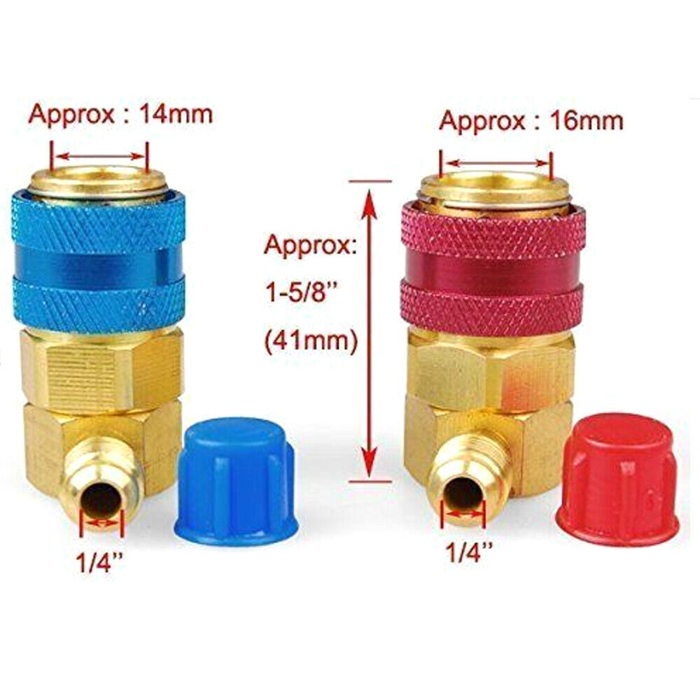 2 A/C HVAC Automotive Air Conditioning Quick Coupler Low High Side Freon Adapter