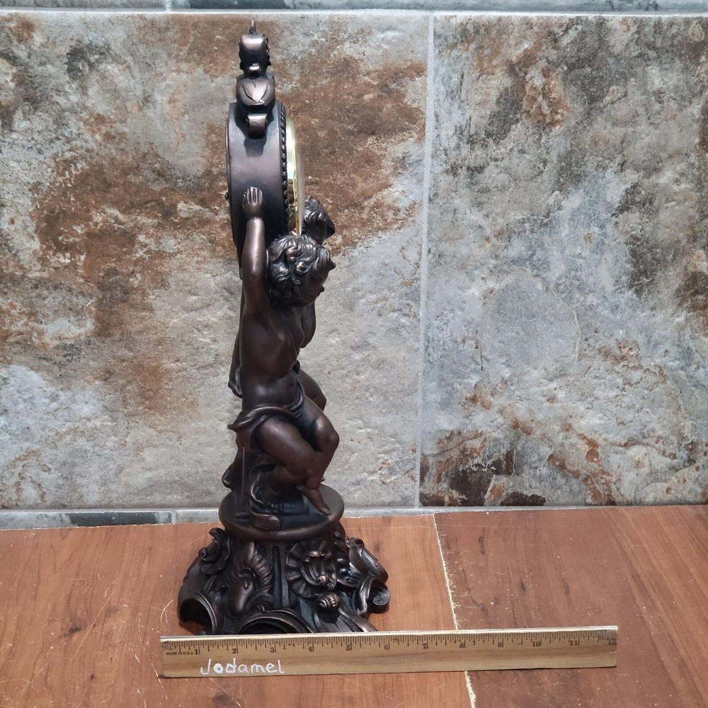 Vintage Bronze Decorative Cherub Clock Home Decor