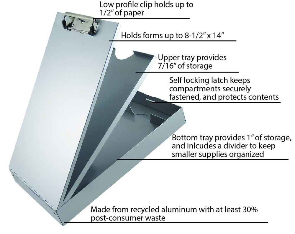 Cruiser-Mate® Storage Clipboard Silver Legal Low Profile Clip