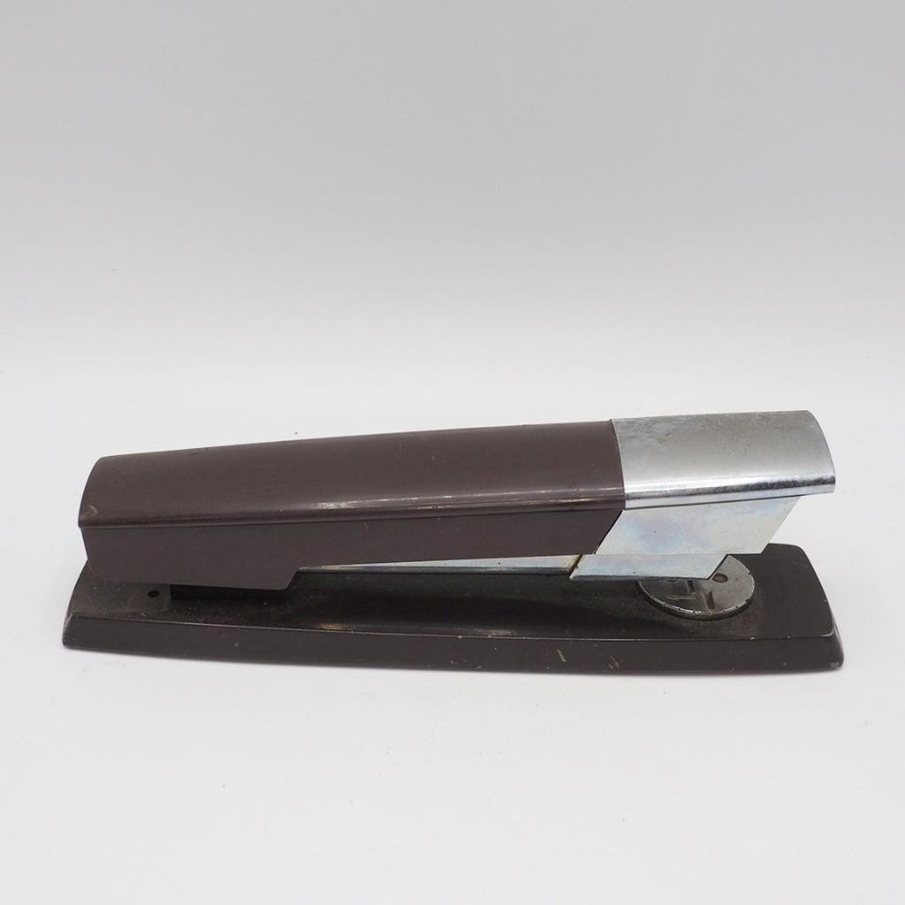Swingline Stapler Model 333 Chrome & Dark Brown Mid-Century Modern