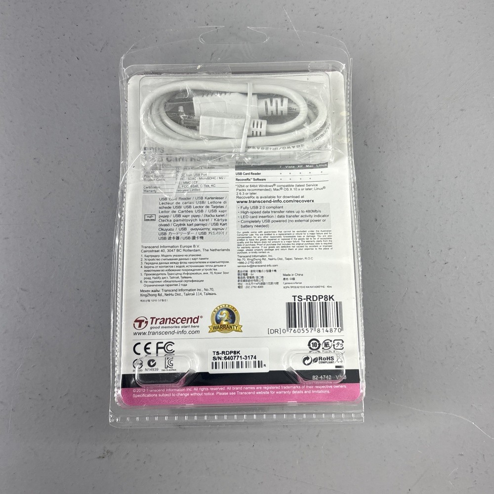 NEW Transcend USB 2.0 Card Reader RDP8 New