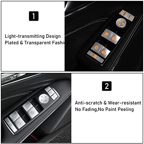 Inner Door Power Window Switch Button Covers Trim Sticker Replacement Silver