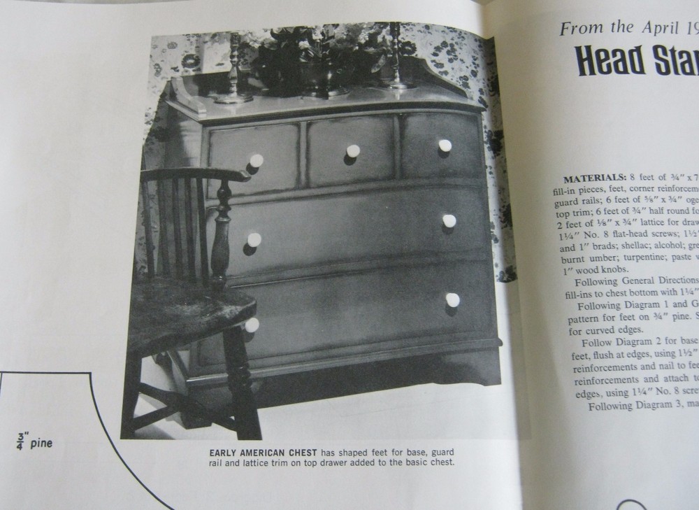 Furniture & Woodworking Pattern Mid Century HEAD START ON HOME PROJECTS HP ©1965
