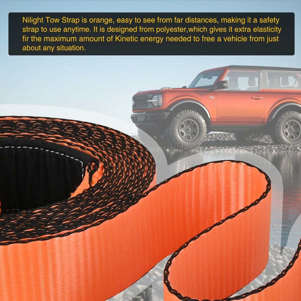 Nilight 3 x 8inch Tree Saver Tow Strap Heavy-Duty Axle Strap Set