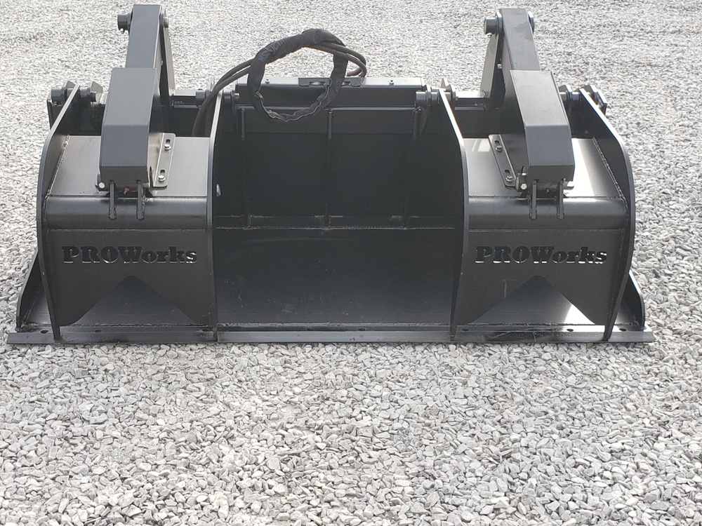 72″ Severe Duty Solid Bottom Bucket Grapple Fits Skid Steer Quick Attach Loader
