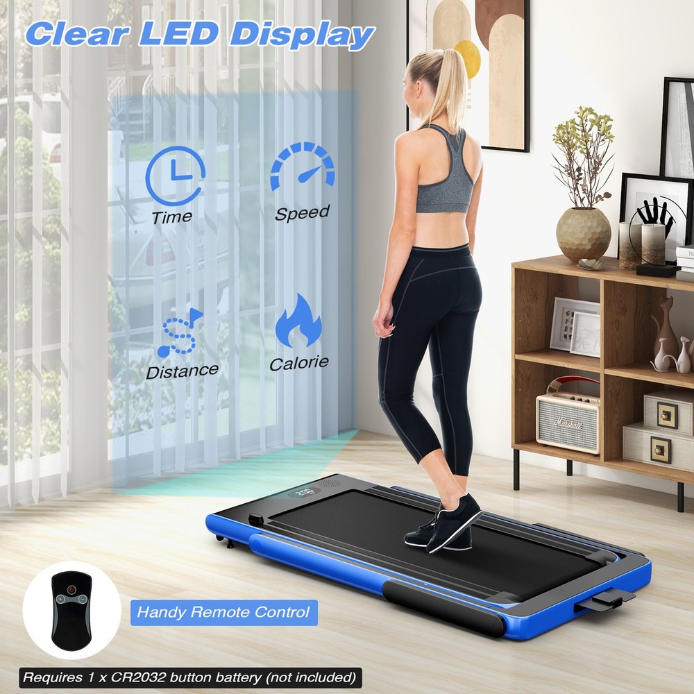 Motorized Treadmill Folding Under Desk Electric Treadmill Navy