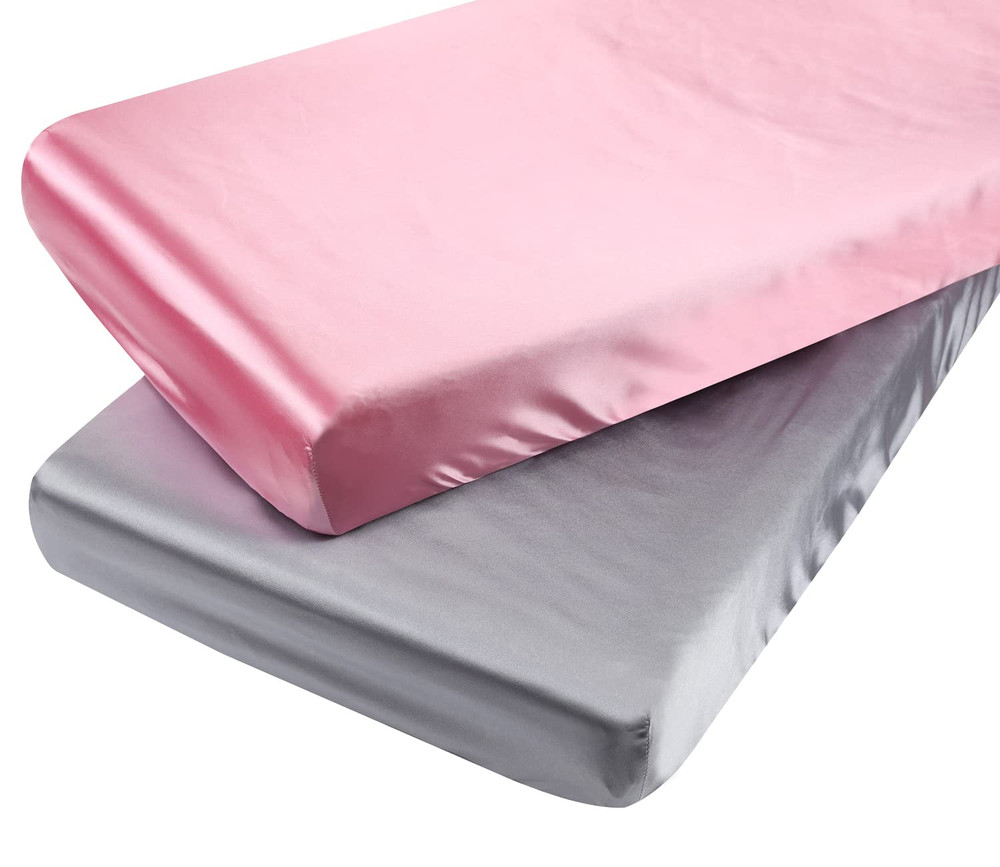 Satin Pack N Play Sheet Set 2 Pack Ultra Soft Silk Fitted Mini Crib Sheets Playa