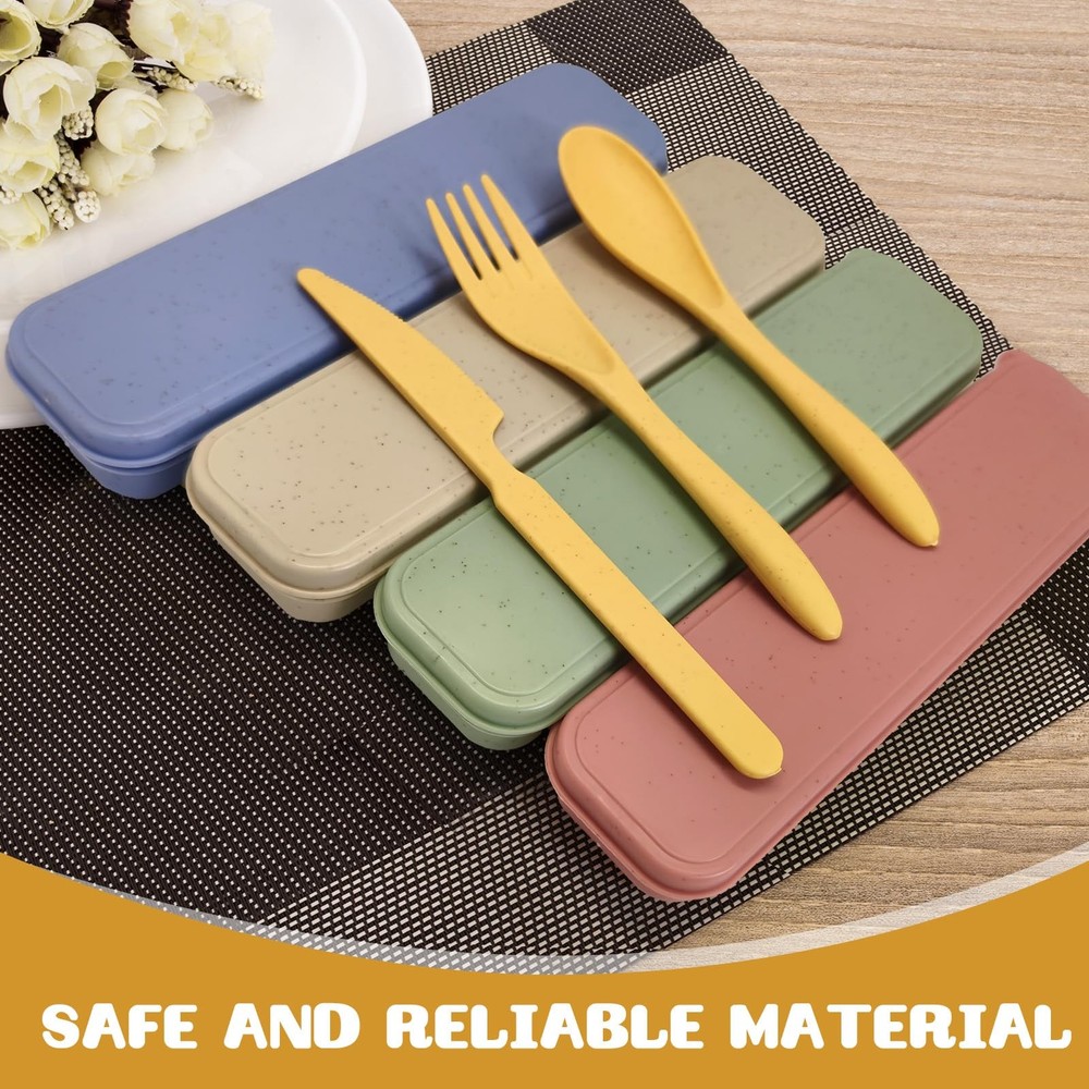 60 Sets Wheat Straw Silverware Set Bulk Wheat Straw Cutlery Lunch Box Accesso...
