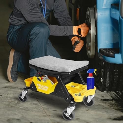 Mechanics Stool Wheels Tool Tray