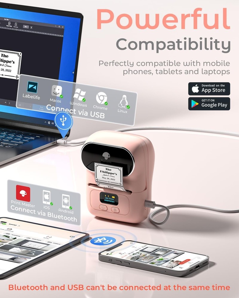 Phomemo M110 Thermal Label Makers- Barcode Label Printer Bluetooth Label Maker