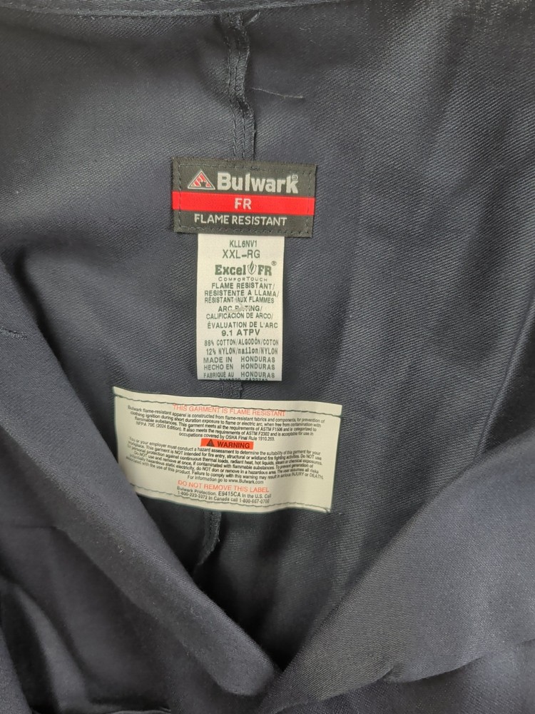 Bulwark FR Concealed Snap Front Mens 2XL Dark Lab Coat NEW
