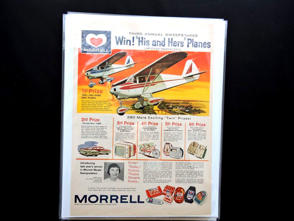 1964 Morrell Meats "WIN His Her Planes" Advertisement