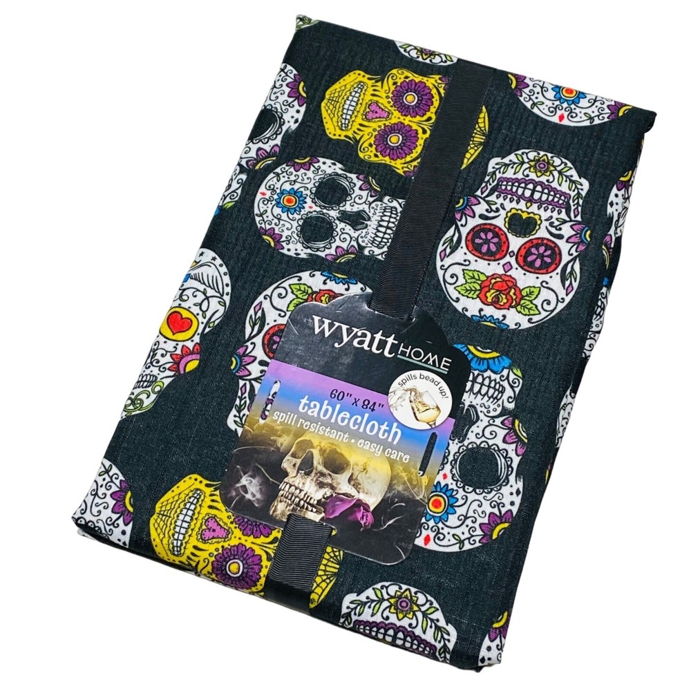 Halloween Sugar Skull Day of Dead 60x84in Rectangular Polyester Tablecloth
