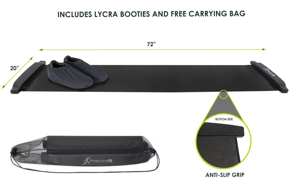 ProsourceFit Slide Board Mat Exercise 6' with End Stops, Booties, Carry case