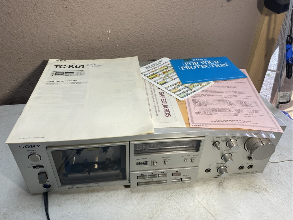 Sony TC-K61 Stereo Cassette Deck Sendust & Ferrite Head (tested/works /READ)