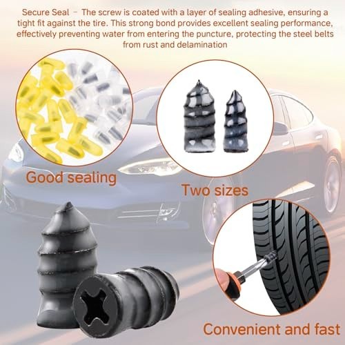100PCS Tire Repair Kit - No Removal Needed, Sidewall Patch Tools & Storage Bag -