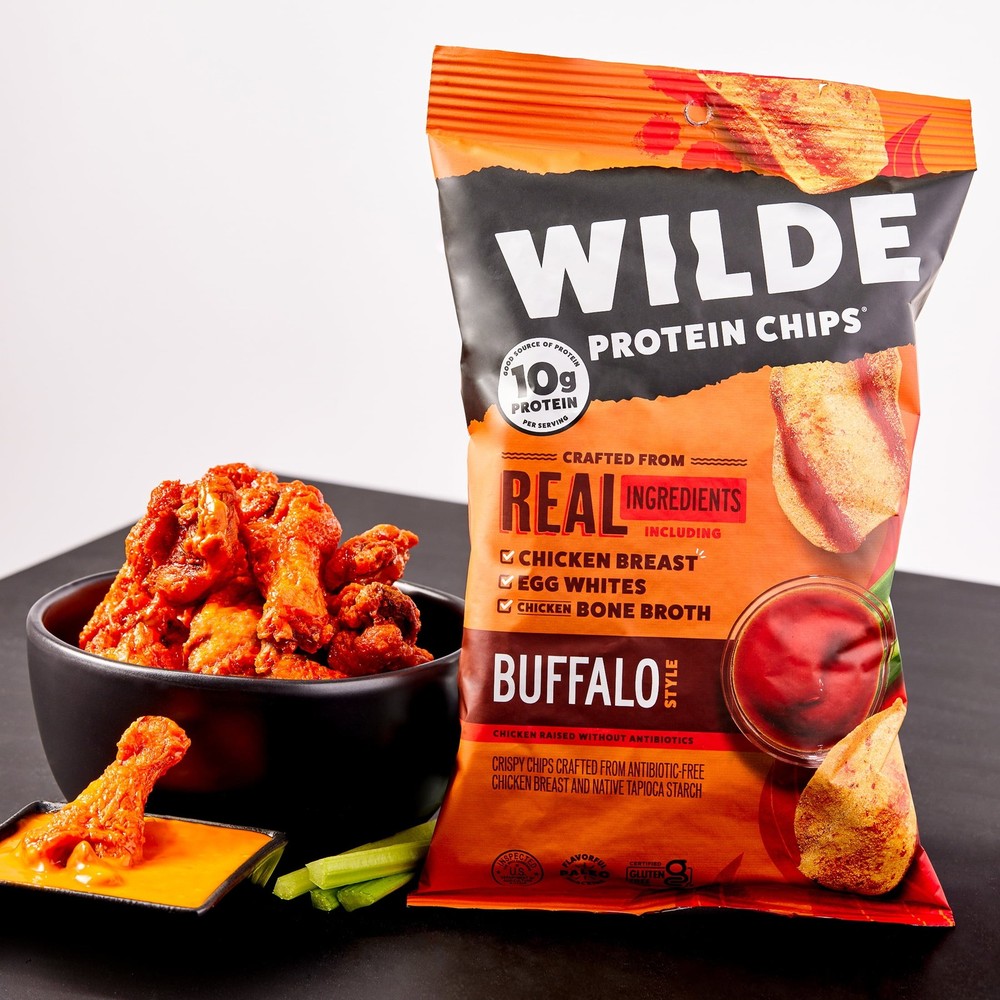 (2 pack) WILDE Protein Chips Buffalo, Thin Crispy High Protein, 4.0 Oz