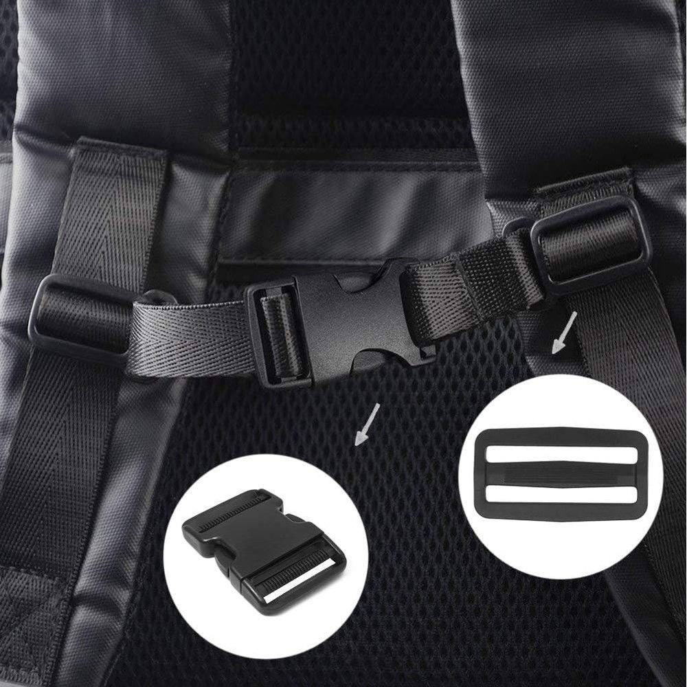 6 Pack 2 Inch Flat Dual Adjustable Plastic Side Release Buckles for...