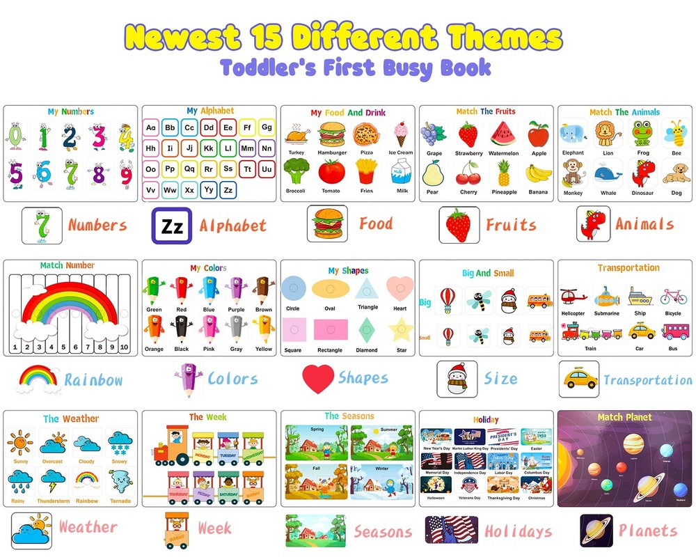 Montessori Preschool Learning Activities Busy Book - Workbook Activity Binder...