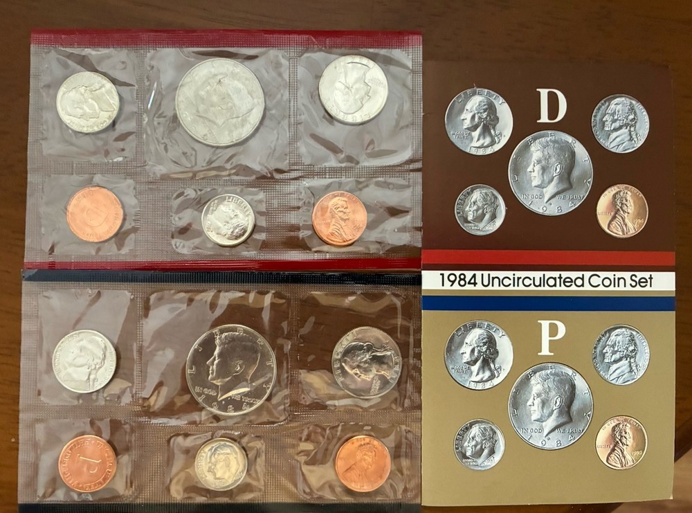 1 Each 1984 & 85 Uncirculated P & D Uncirculated Coin Sets