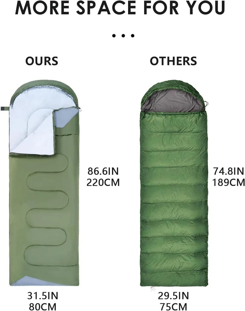 Spacious Cold Weather Sleeping Bag for Tall Campers - Adjustable Features