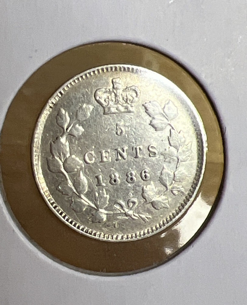 1886 Canada 5 Cents Silver Coin Great Condition