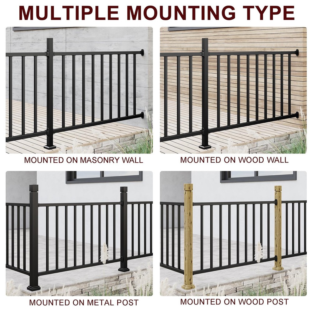 9pcs 28" H x 4ft Metal Deck Balusters Spindles Railing Deck Railing Matte Coated