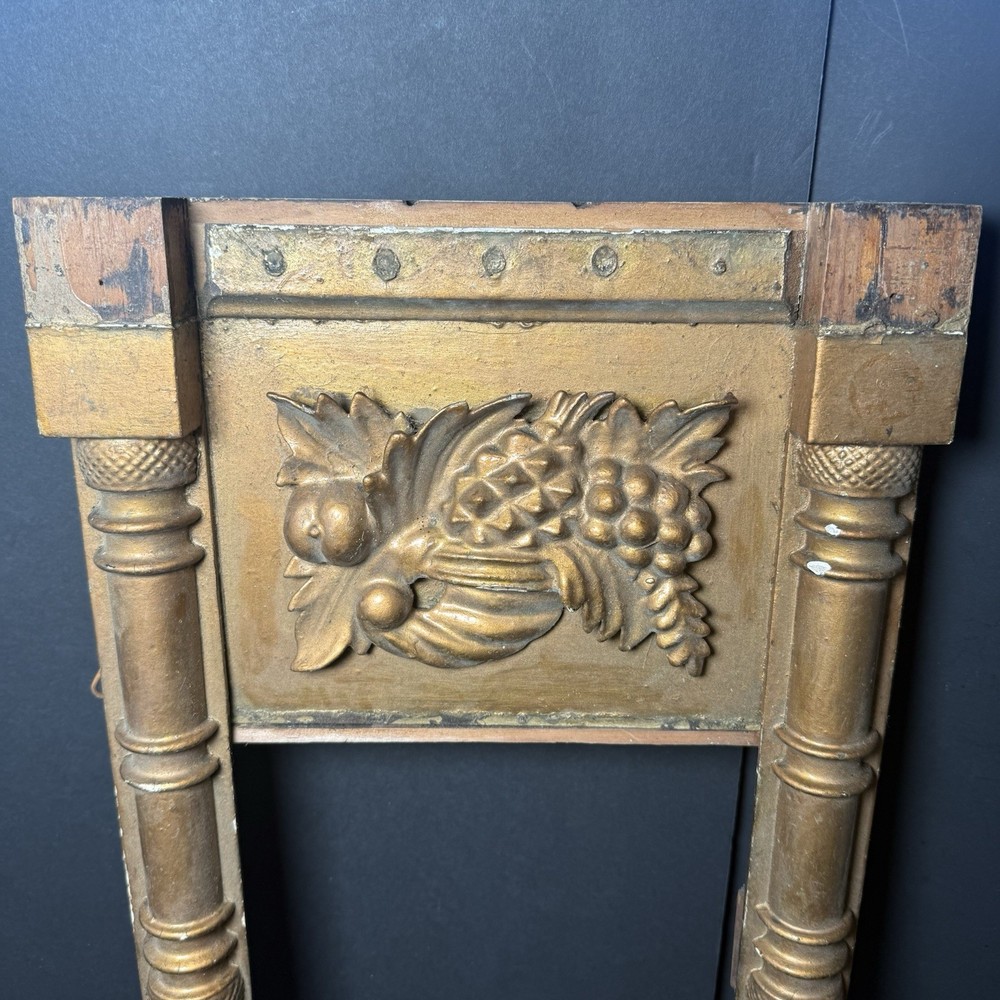 Giltwood Mirror Picture Frame Column & Rosette Corners Basket with Fruit Panel