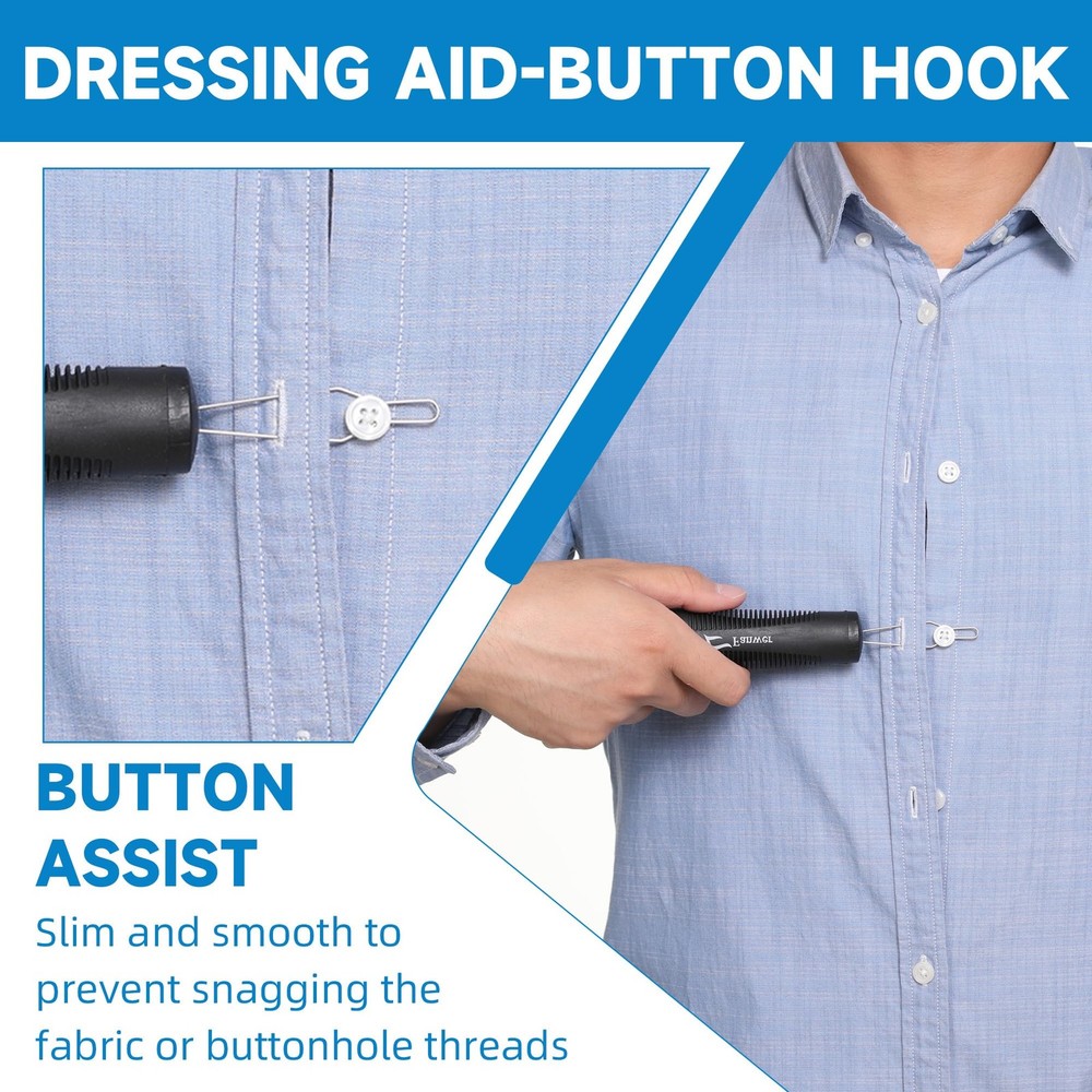 Button Hook and Zipper Pull Helper 2 Pack | Comfortable Grip Tool for Seniors