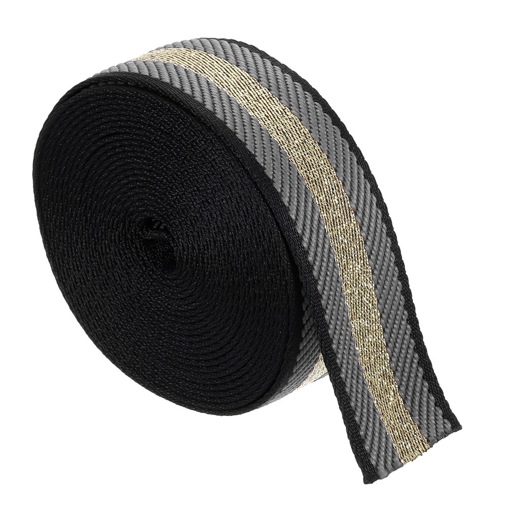 5Yards Nylon Webbing Strap, 38mm Striped Webbing Bag Strap, Gray