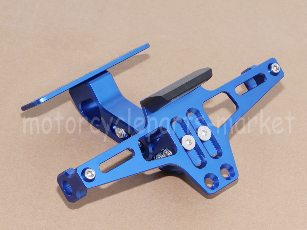 Aluminium Blue Adjustable Folding License Plate Holder Tail Light Mount Bracket