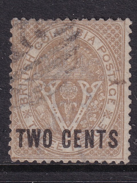 British Columbia 1868 SG 28 CANC VF / HIGH VALUE!