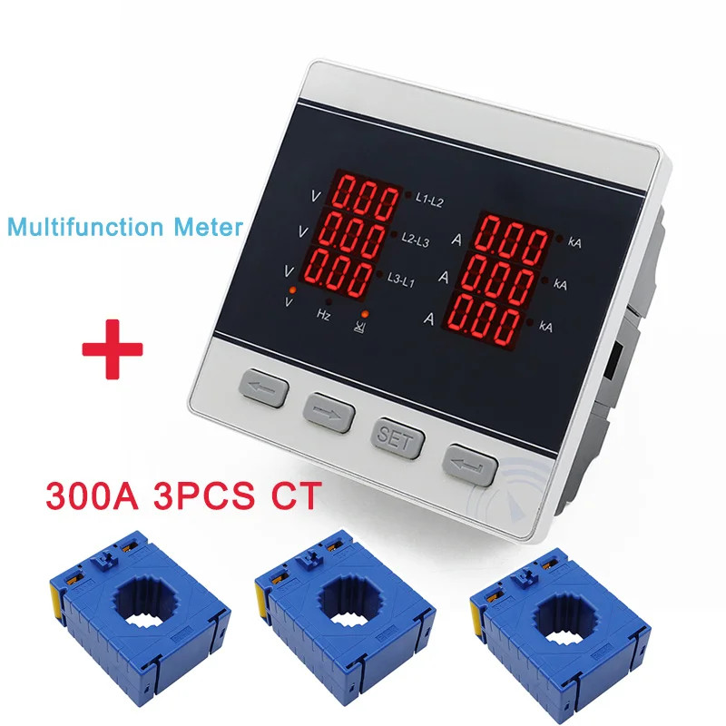 AC220V Three Phase Panel Meter Multifunction Current Voltage Frequency 30A 200A