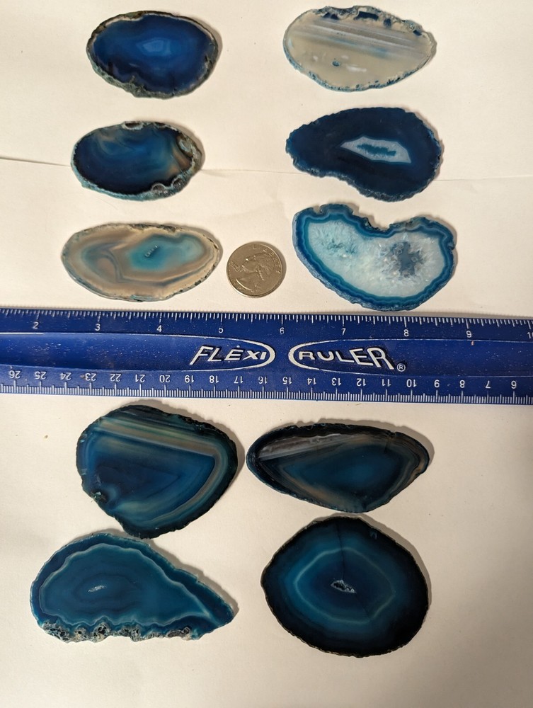 1 large thin agate slice per lot green / blue