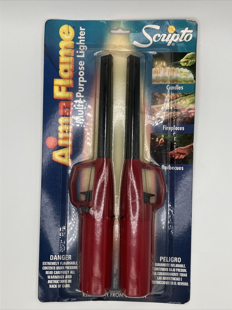 Vtg 1995 Scripto Red Plastic Portable Aim N Flame Multi Purpose Lighter