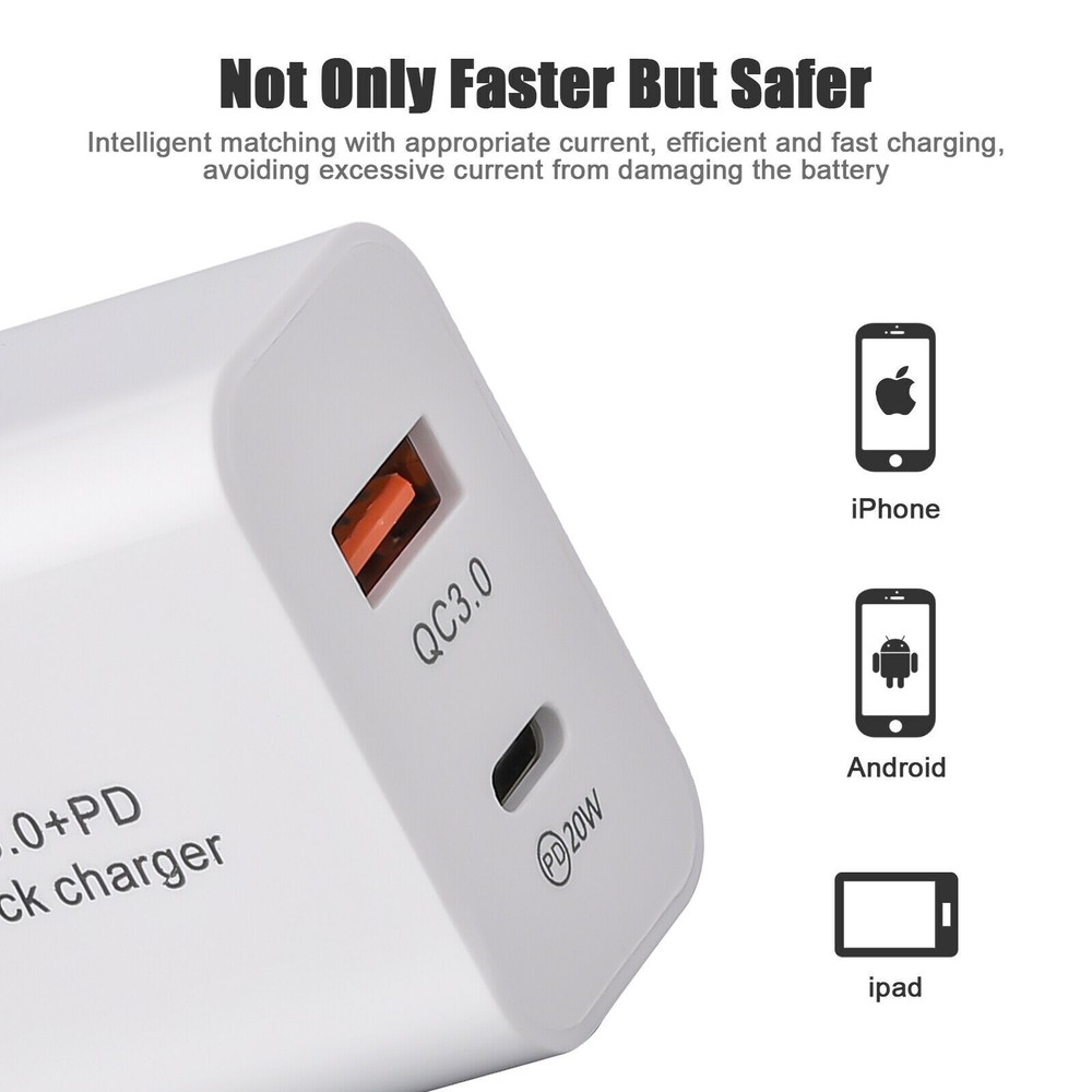 Wholesale Bulk 20W Fast Charger Cube USB C Power Adapter For iPhone iPad Android