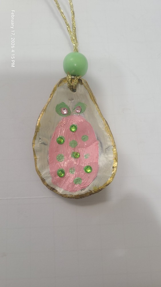 Spring Decor (5) Oyster Shells Hand Painted great for your Spring Decorating