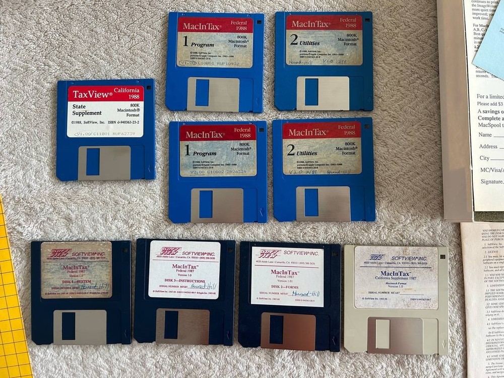 MacInTax Federal 1987-1988. Apple Macintosh software