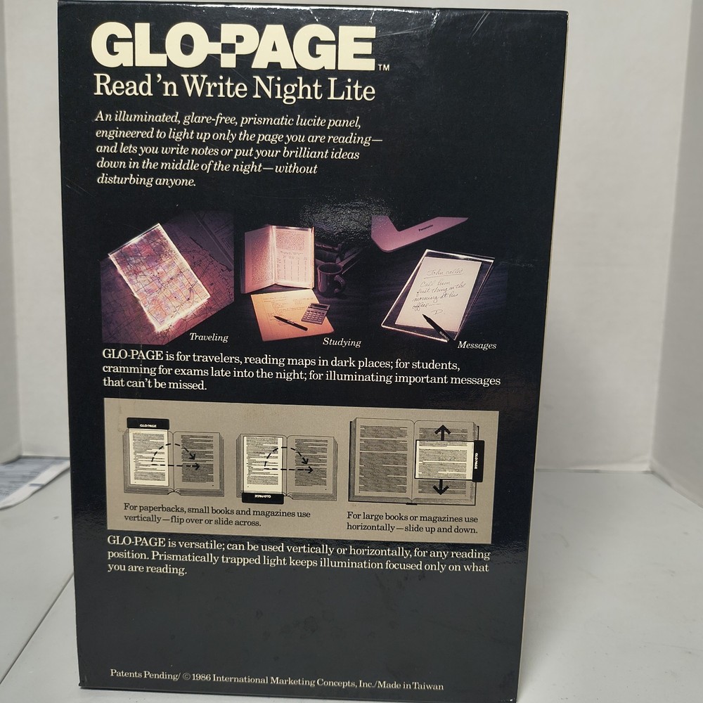 Glo-Page Read n Write Night Light Illuminate Only Your Page Complete Tested Work