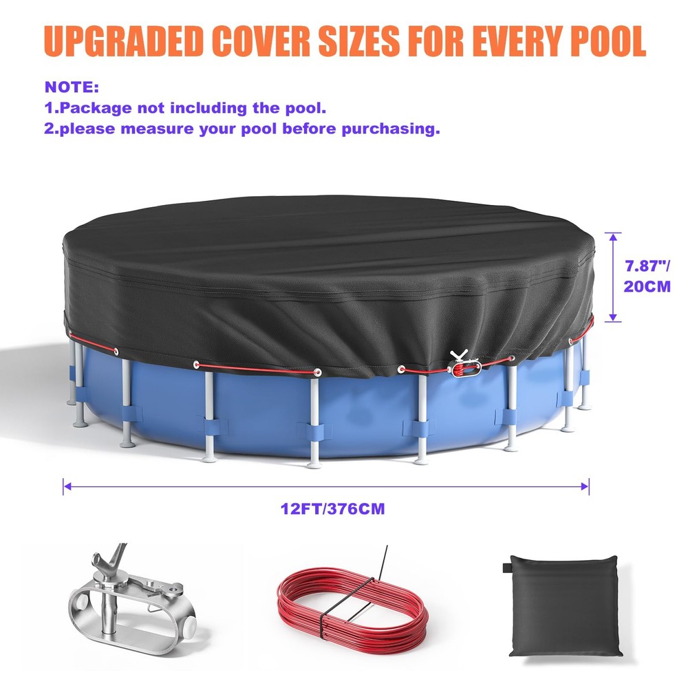 Round Pool Cover - Covers for Above Ground Pools, Pool Cover Protector, Incre...